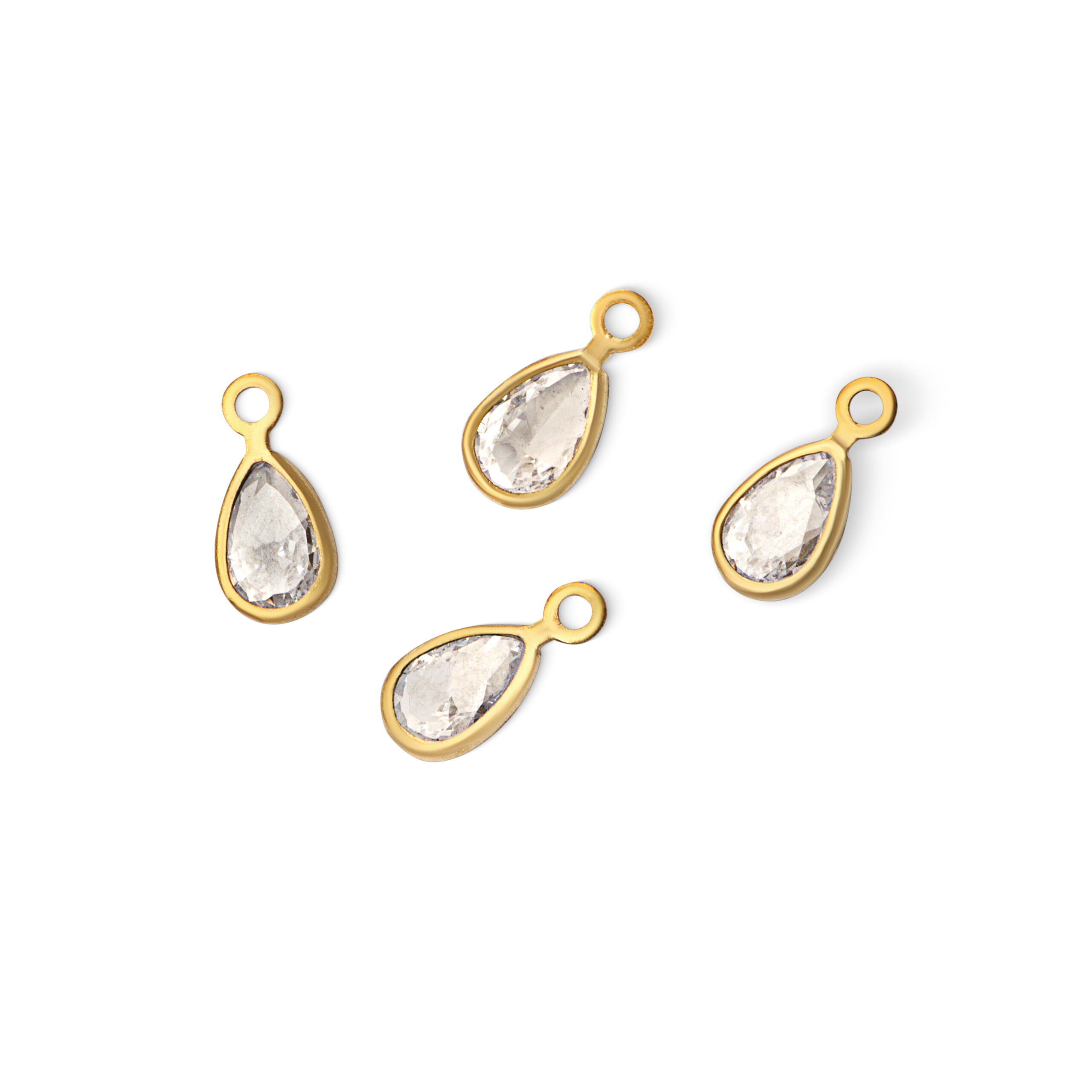 Zircônia gota cristal latão com argola - bruto