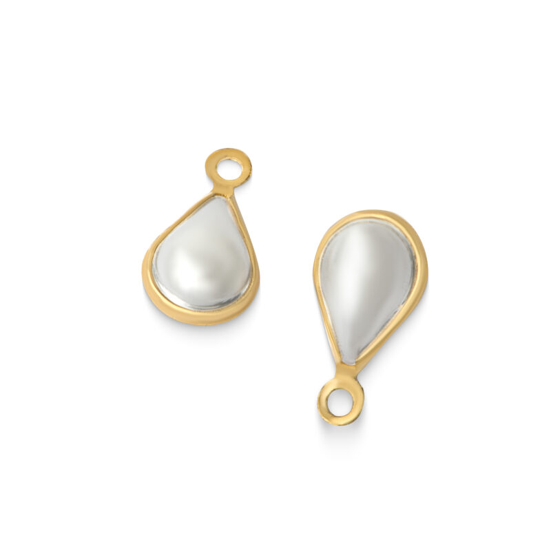 Pingente resina/latão gota peróla com argola - bruto