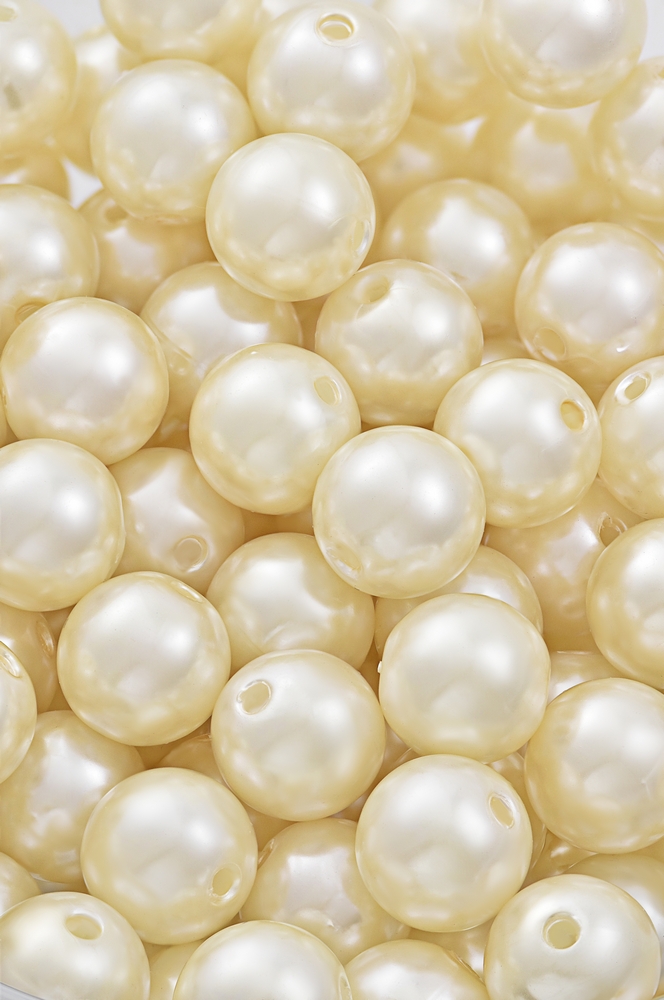 Pérola ABS tipo b com furo passante - creme