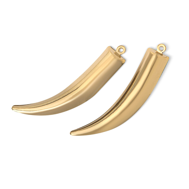 Dente tigre de sabre latão banho ouro (2 Pçs)-65703