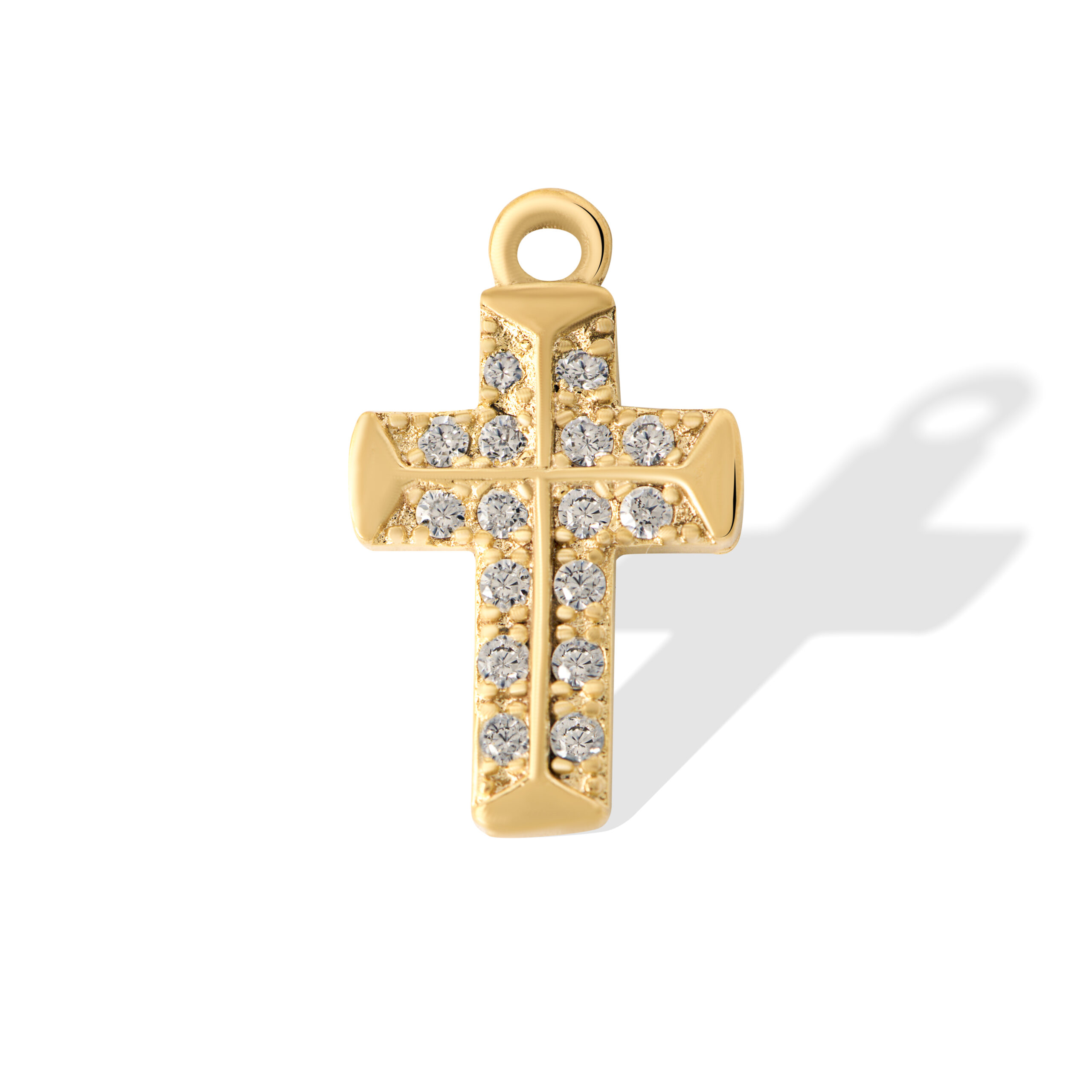 Pingente cruz com zircônias 13mm (2 Pçs) banho ouro -66028