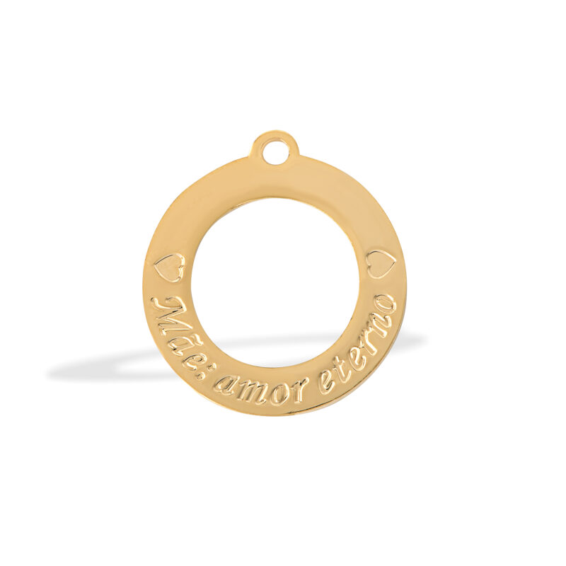 Pingente de latão redondo Mãe banhado 15mm (2 pçs) -66770