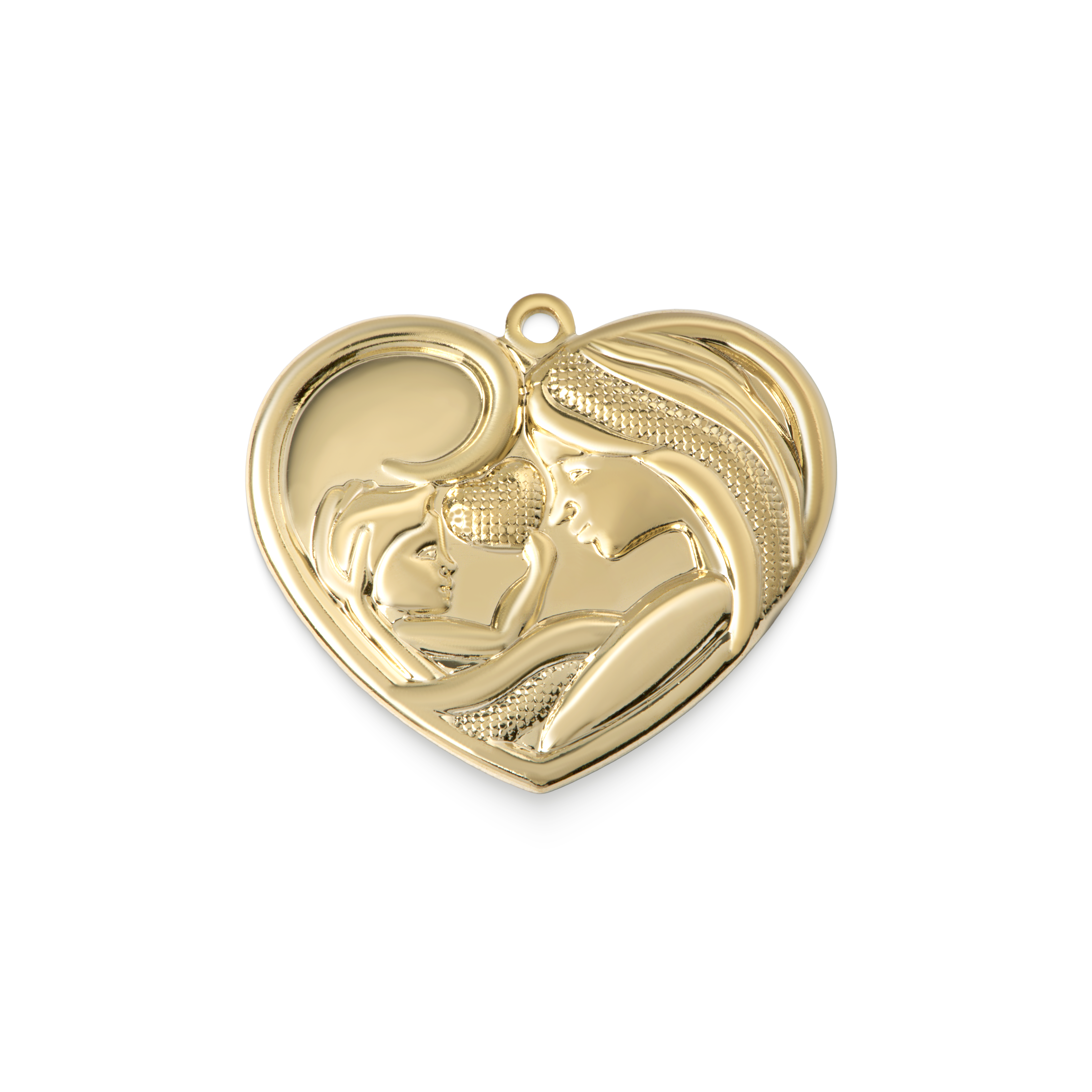 Pingente coração Mãe e filho latão banhado 20mm (2 pçs) - 66768