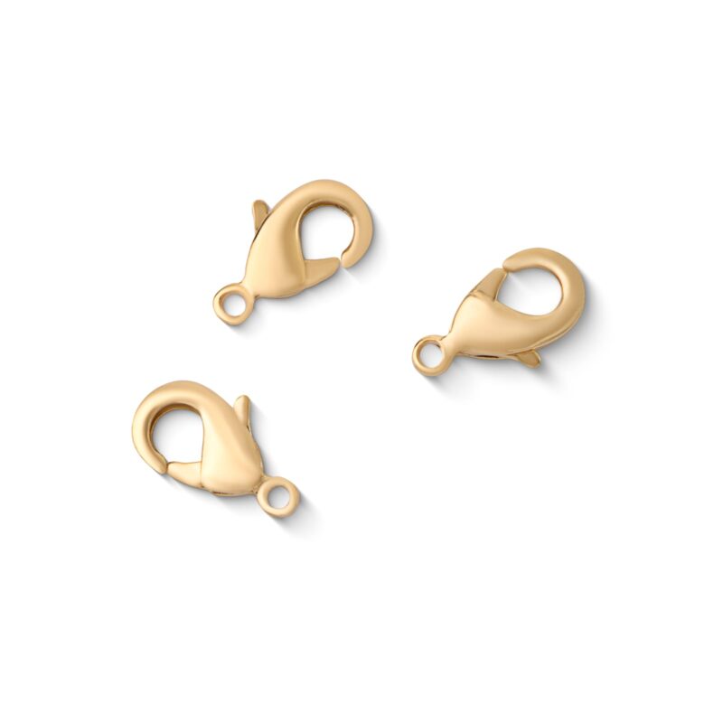 Fecho lagosta de latão 10mm banho ouro (10 pçs) -65715