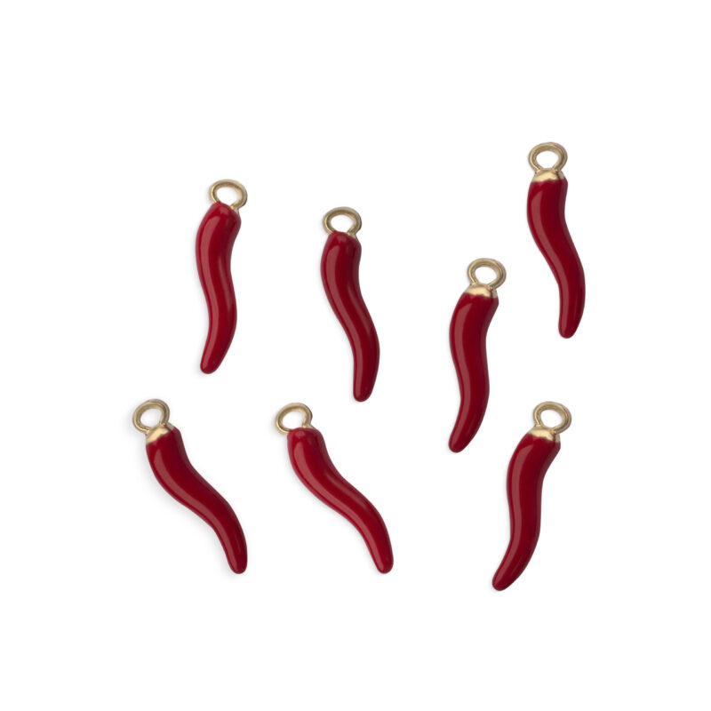 Pingente pimenta metal/resina 20 mm vermelha (100 Pçs)- 66866