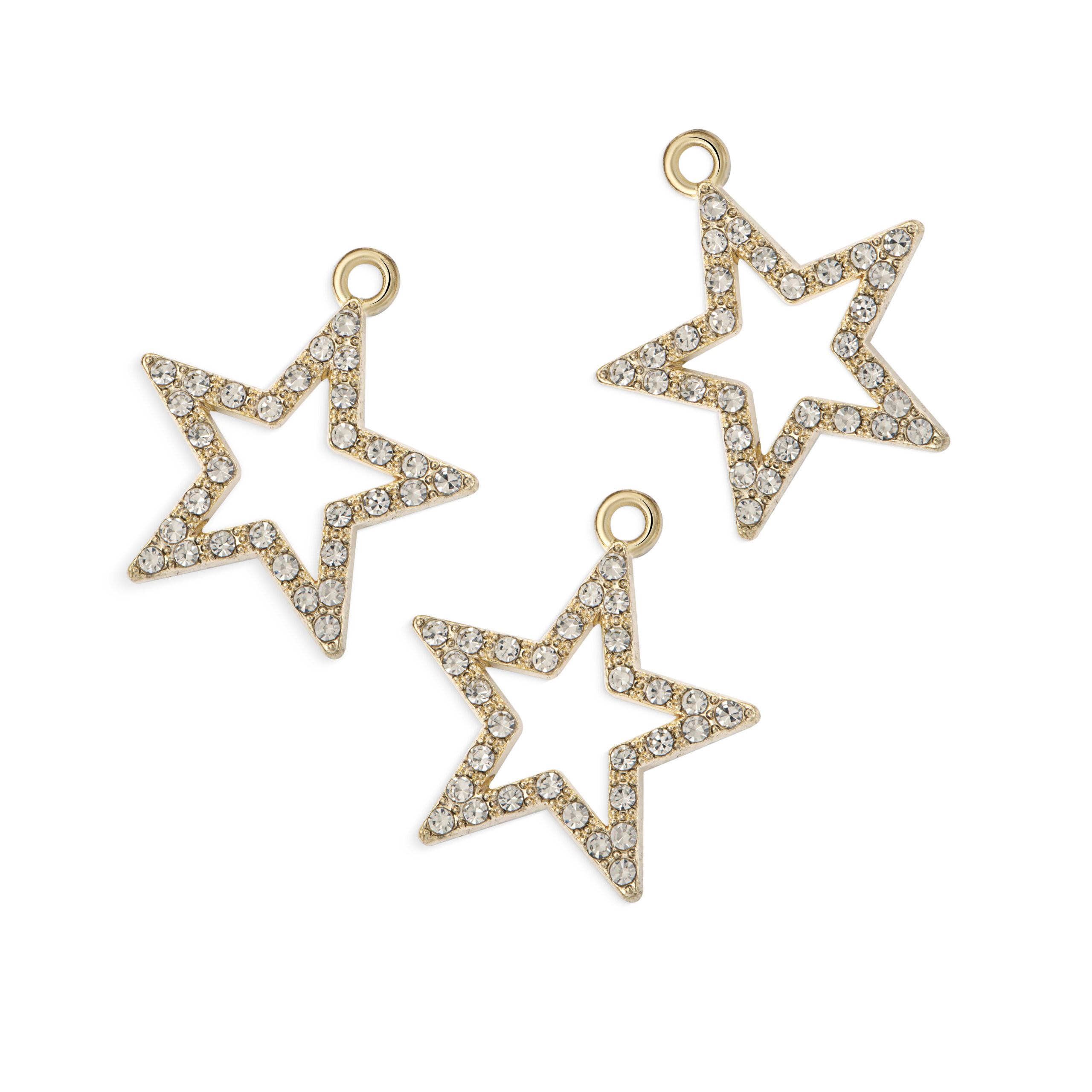 Pingente estrela metal/strass 20 mm (100 pçs) - 66862