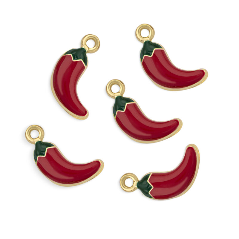 Pingente pimenta resina/latão 20 mm (100 Pçs) - 66869