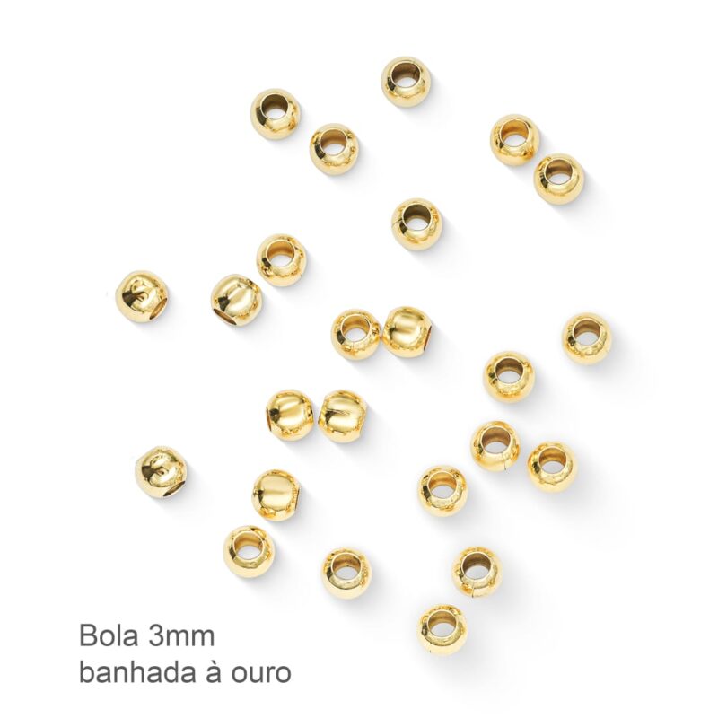 Bola de latão lisa 3mm banho ouro (40 pçs) -72225