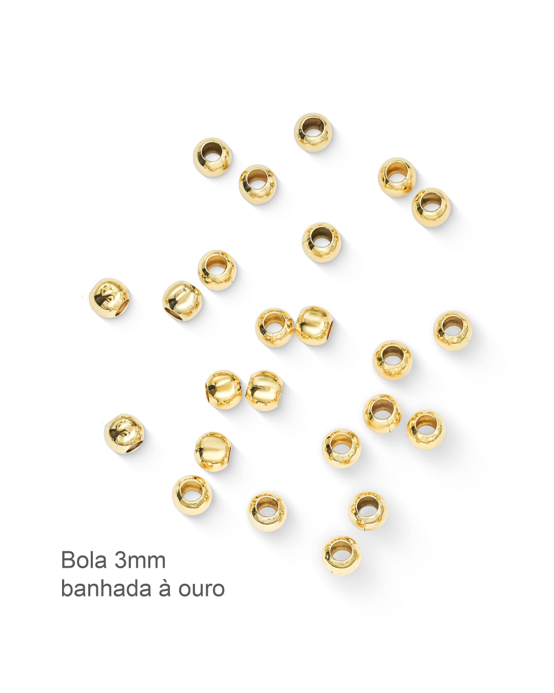 Bola de latão lisa 3mm banho ouro (40 pçs) -72225