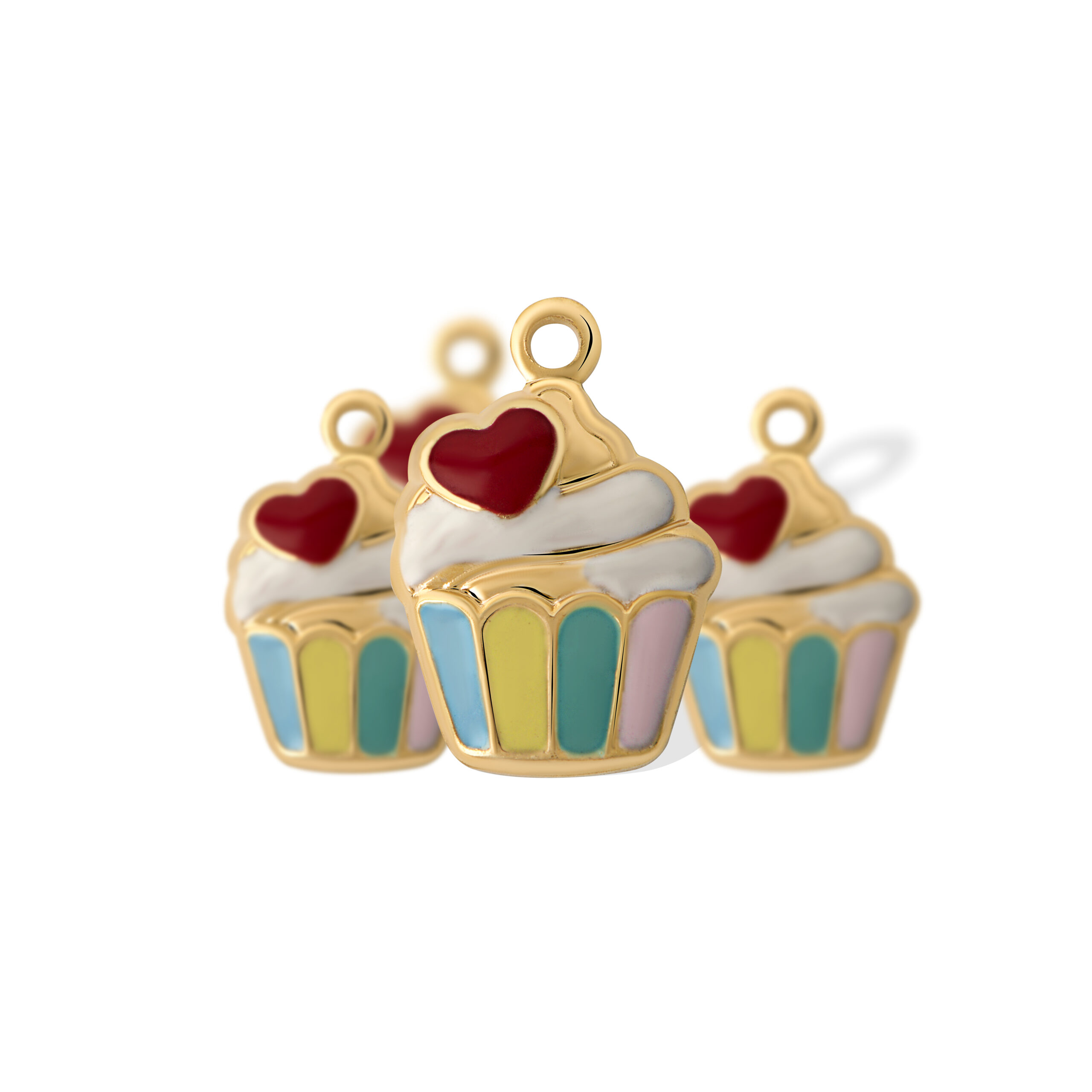 Pingente de latão cup cake 10 mm colorido ouro (4 pçs) - 66332