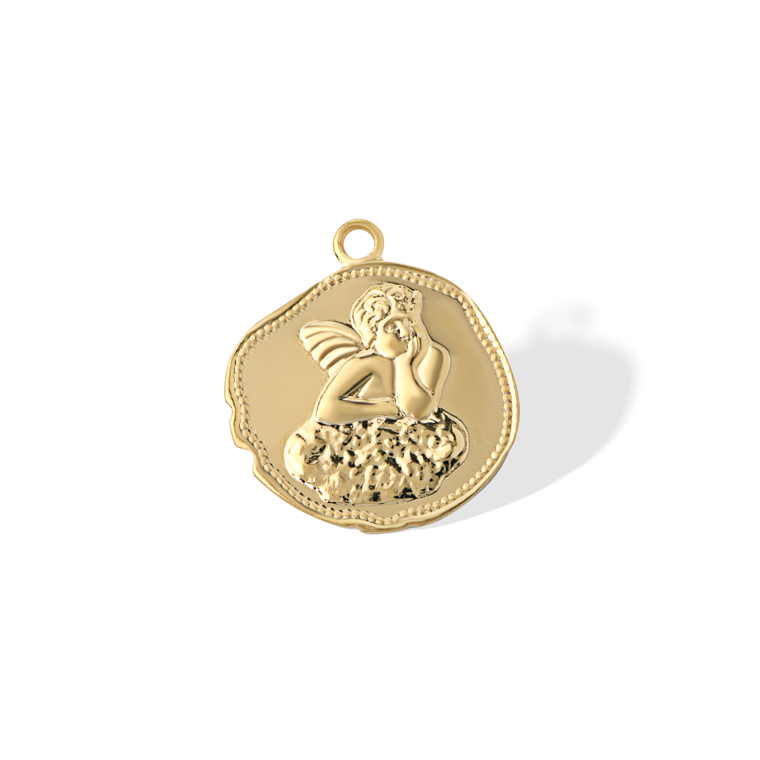 Pingente de latão anjo ouro 15 mm (2 Pçs) - 66342