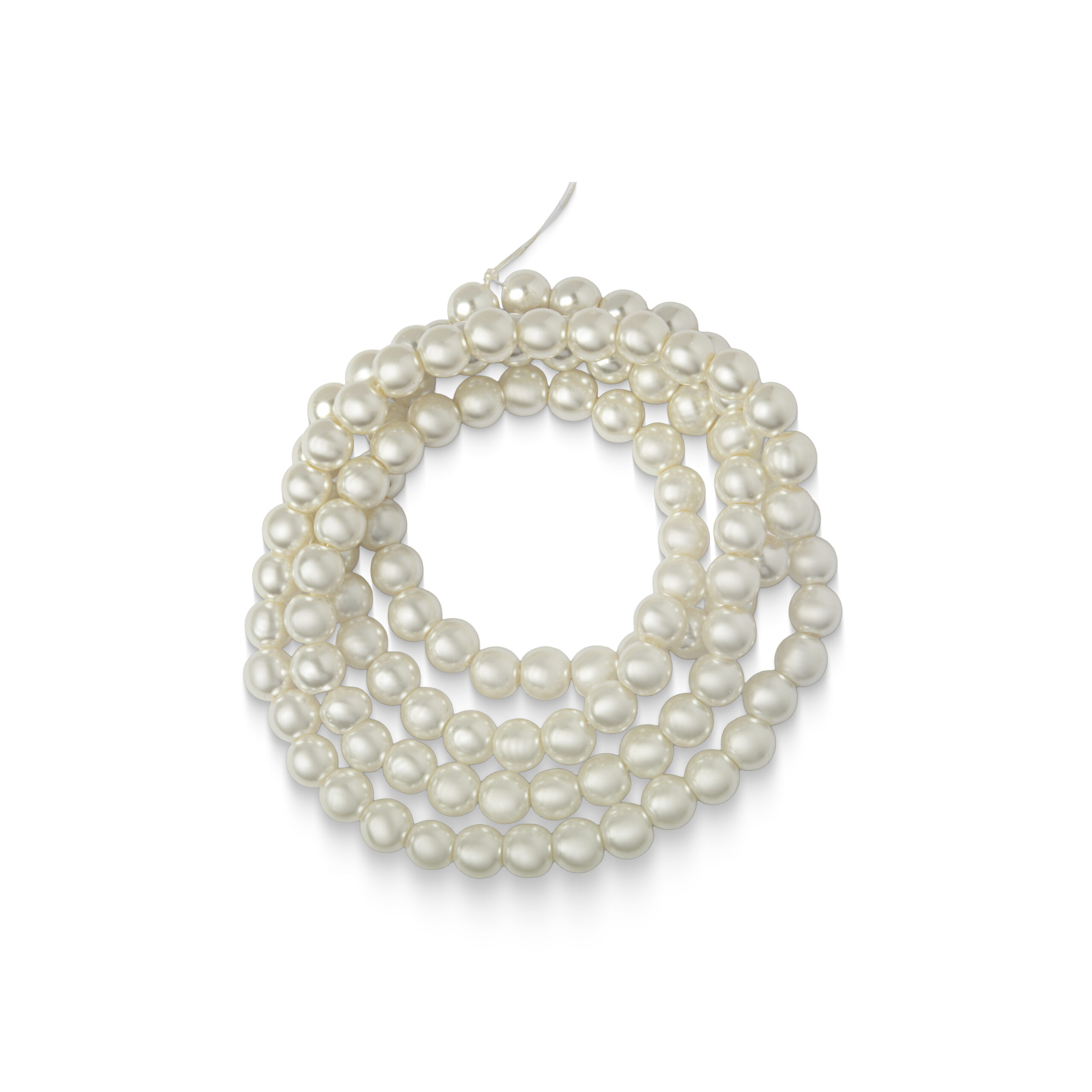 Pérola de vidro em fio creme 10 mm  (1 fio)- 66416