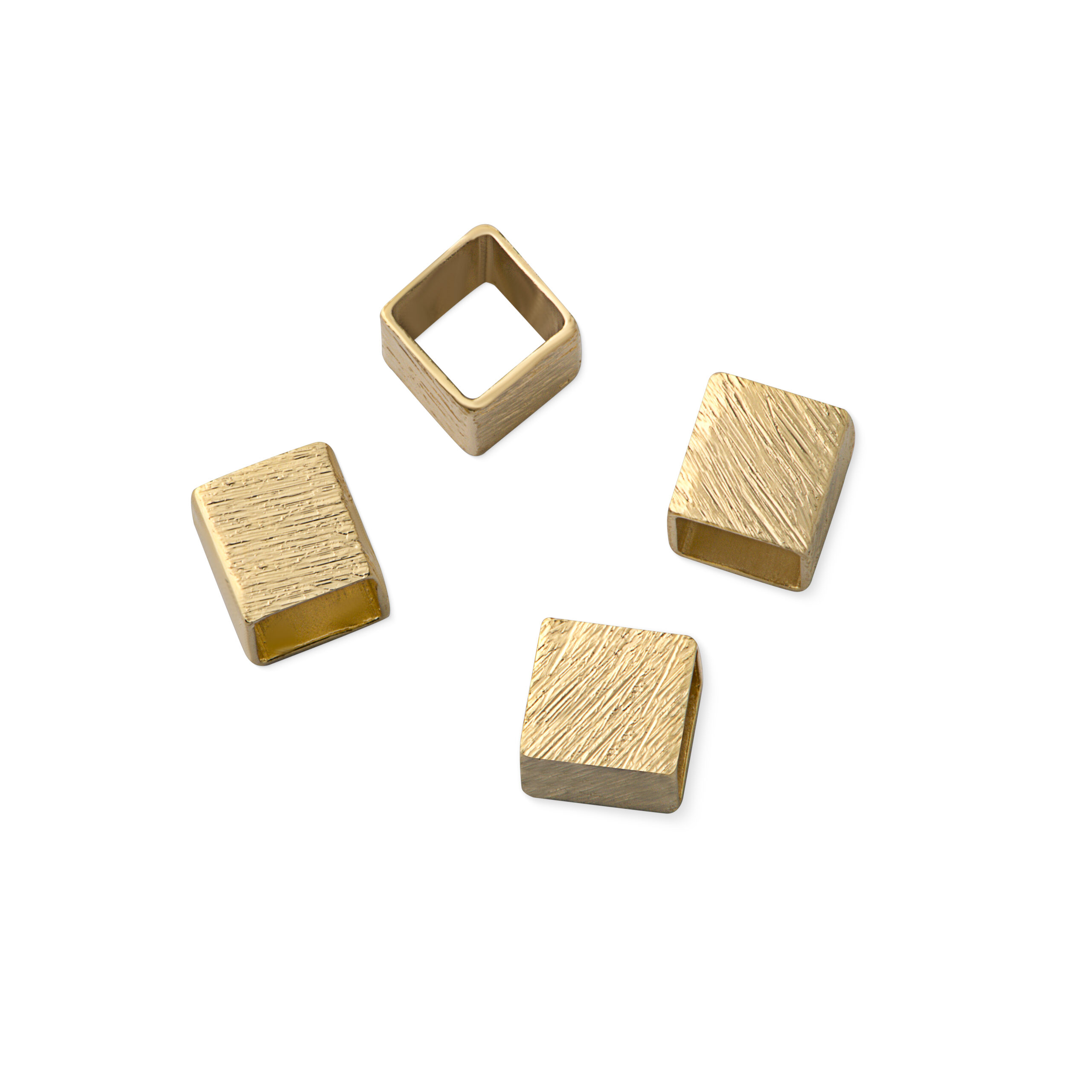 Entremeio de latão quadrado lixado 4 mm ouro (10 pçs)- 66613
