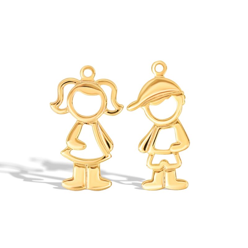 Pingente de latão menino /menina 20 mm ouro (4 pçs) - 66487