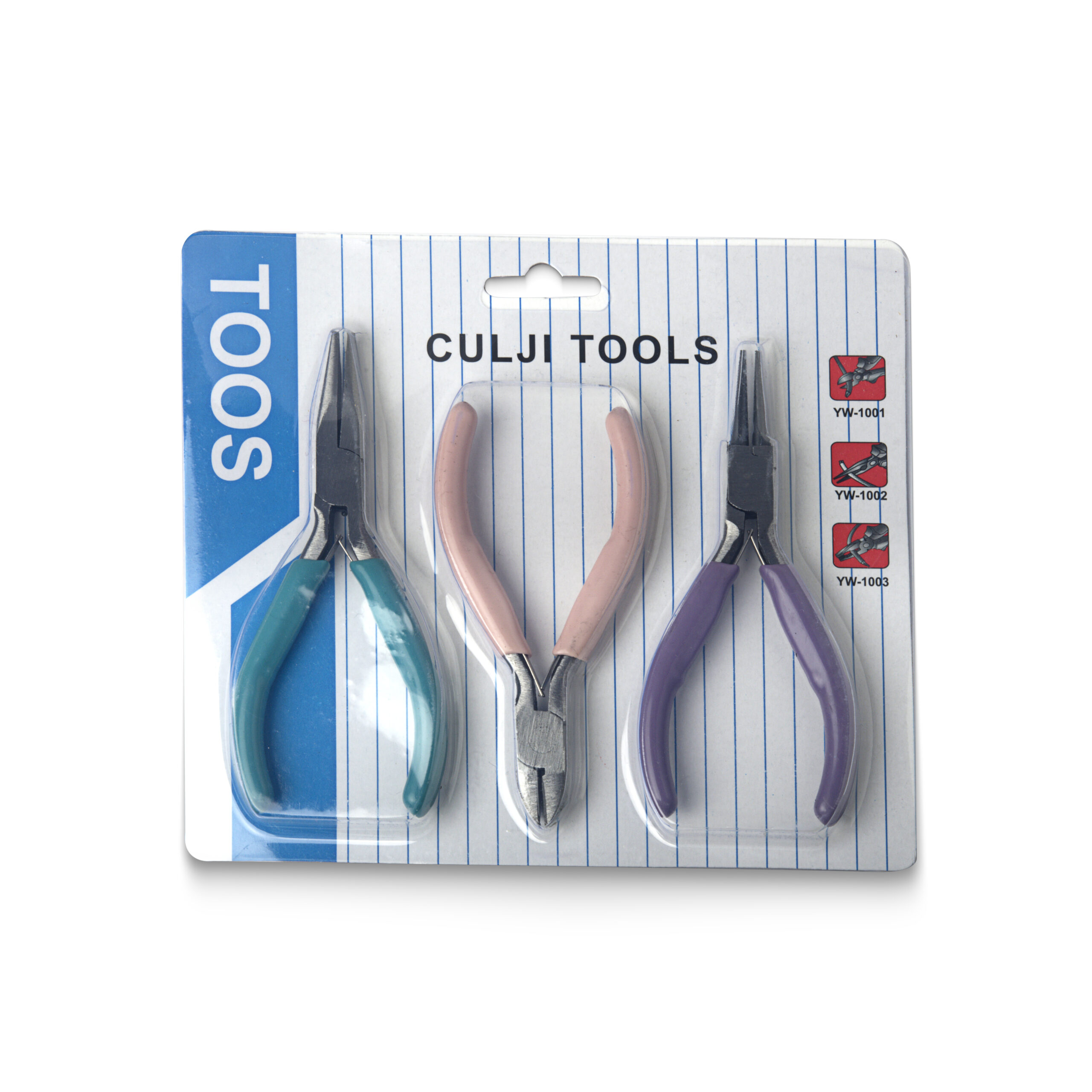 kit alicate c/ 3 peças cores diversas - 6649