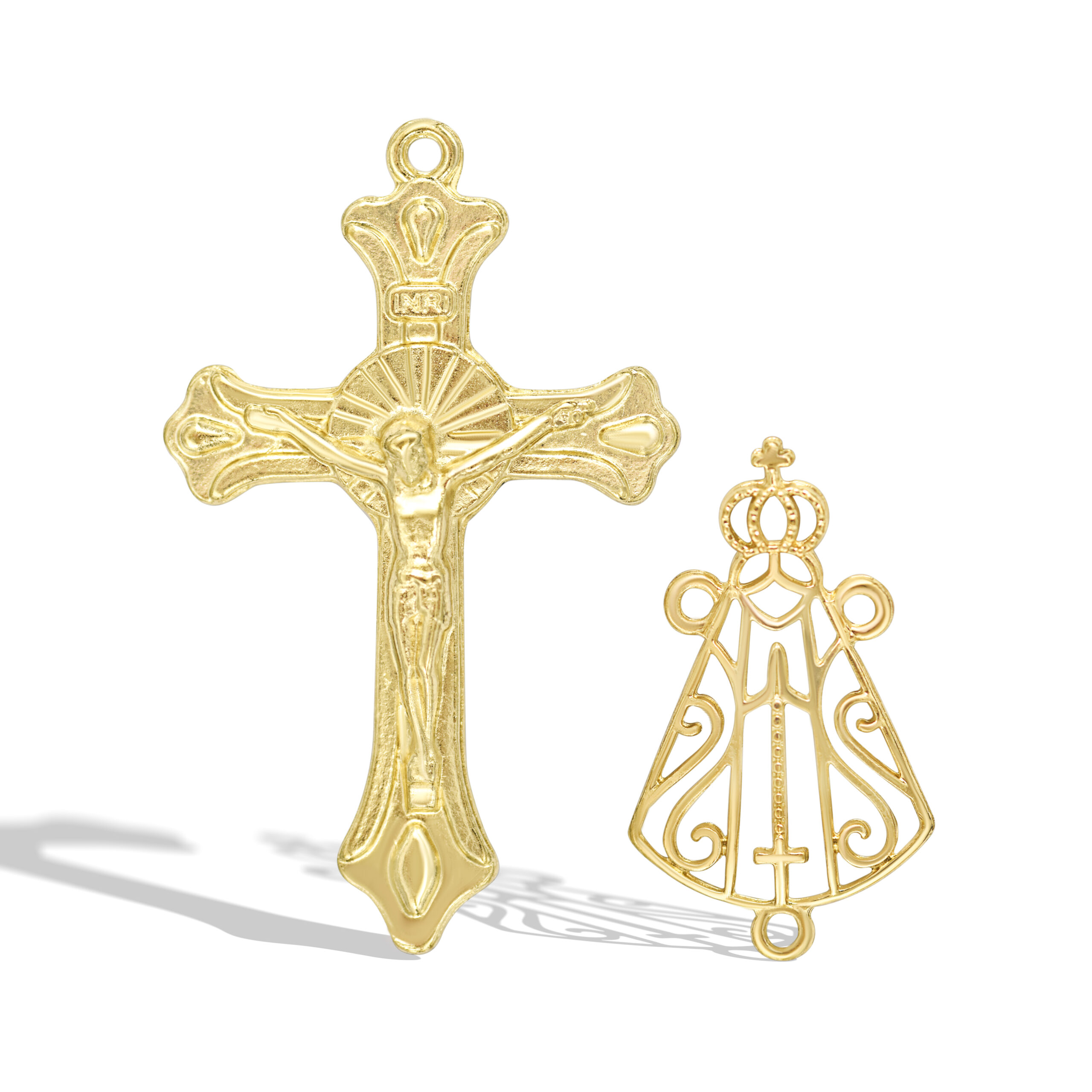 Conjunto Cruz c/ entremeio de metal para terço dourado (2 Unidades) - 66585