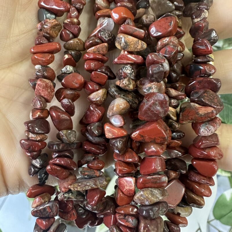 Fio de cascalho natural Jaspe vermelho - 630027