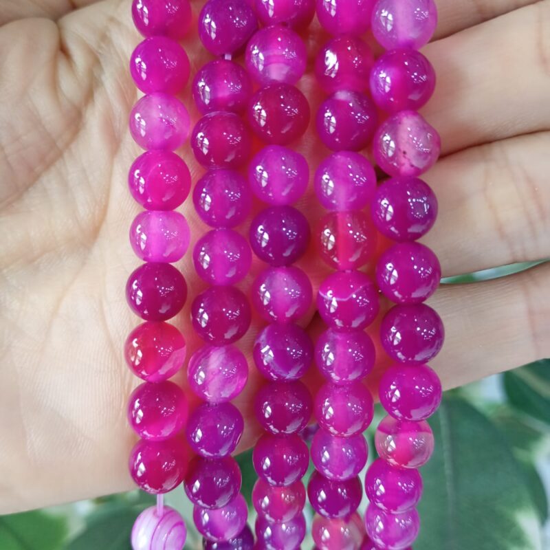 Fio de pedra natural Ágata pink mesclada 8 mm 48 pçs