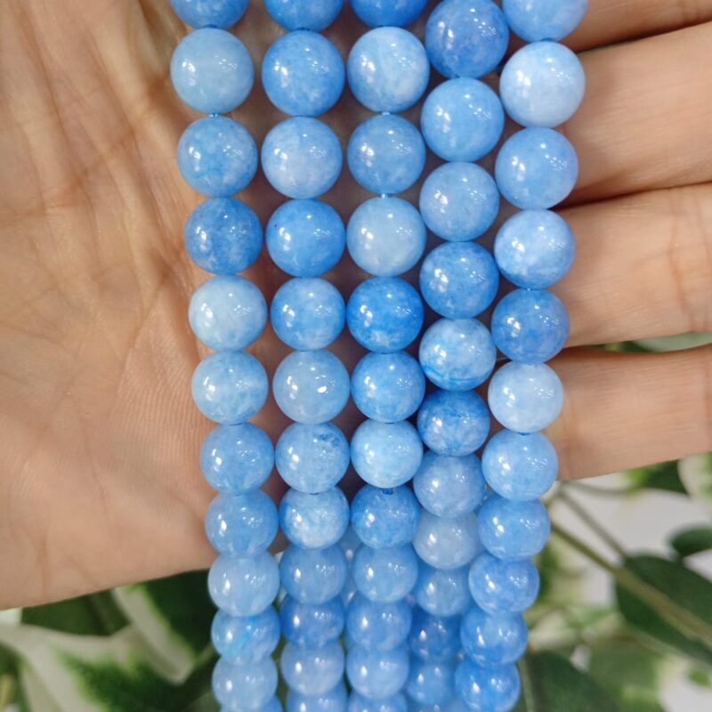 Fio de pedra natural Jade mesclado azul 8 mm 48 pçs