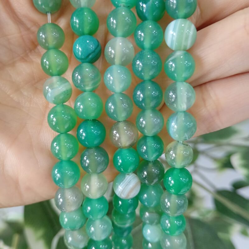 Fio de pedra natural Ágata verde mesclada 8 mm 48 pçs