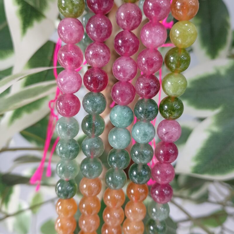 Fio de pedra natural Jade mesclada 8 mm 48 pçs